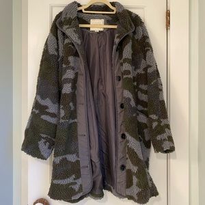 American Eagle Camouflage Fuzzy Jacket